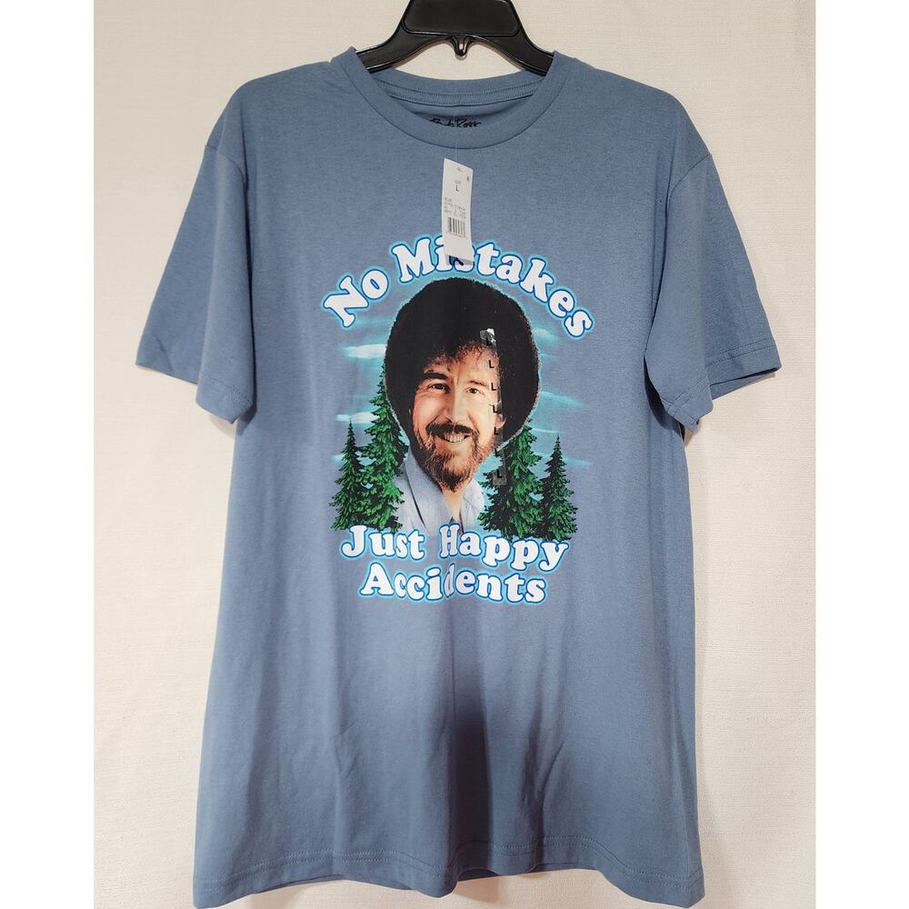 Bob ross men's Large shirt ''NO mistakes Just happy accidents''